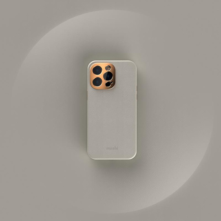 Moshi Napa Slim MagSafe - Ledertasche für iPhone 14 Pro Max (Serene Gray)