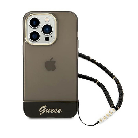 Guess Translucent Pearl Strap - pouzdro pro iPhone 14 Pro (černé)