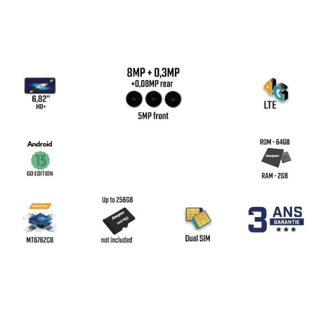 Energizer Ultimate U683S - Smartphone 2GB RAM 64GB 6,82" 4G LTE Dual SIM EU (Černý)