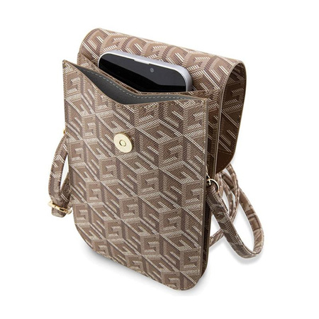 Guess GCube Stripe Phone Bag - Táska okostelefon rekesszel (barna)