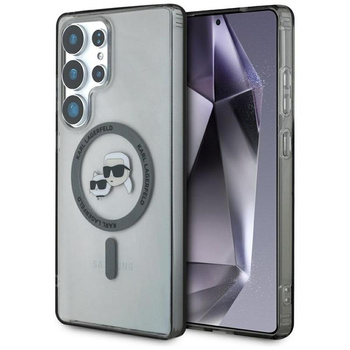 Karl Lagerfeld Button Karl & Choupette Heads Printed Logo MagSafe - Case for Samsung Galaxy S25 Ultra (Black)