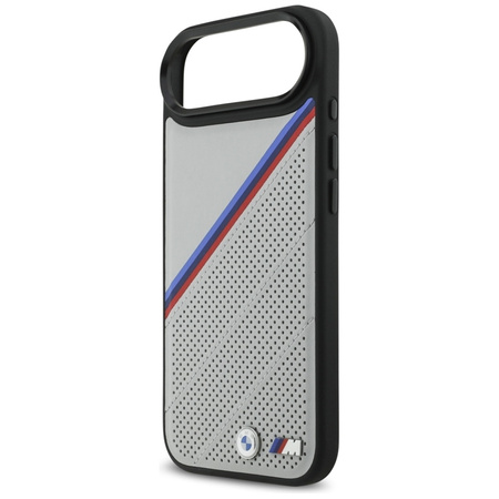 Custodia MagSafe per iPhone Air con logo tricolore in metallo BMW M (grigio)