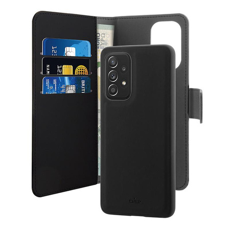 PURO Peněženkové odnímatelné pouzdro 2 v 1 pro Samsung Galaxy A53 (černé)