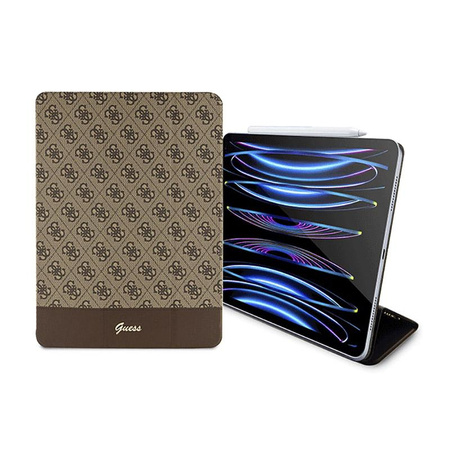 Guess 4G Stripe Allover - pouzdro pro iPad Pro 12,9" (2020-2022) (hnědé)