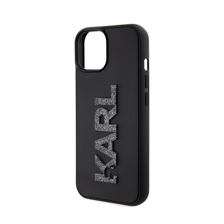 Karl Lagerfeld 3D Gummi Glitter Logo - iPhone 15 Tasche (schwarz)