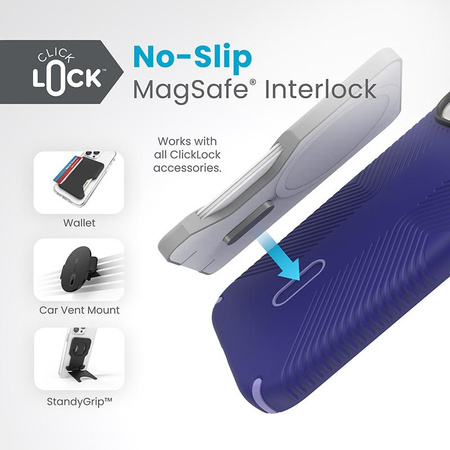 Speck Presidio2 Grip ClickLock & MagSafe - tok iPhone 15 / iPhone 14 / iPhone 13 (Future Blue/Purple Ink)