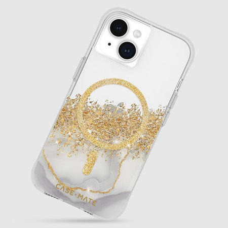 Case-Mate Karat MagSafe - iPhone 15 / iPhone 14 / iPhone 13 tok arannyal díszített (márvány)