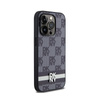 DKNY Leather Checkered Mono Pattern & Printed Stripes - iPhone 14 Pro Case (black)