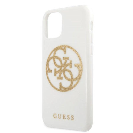 Guess Circle Glitter 4G - pouzdro pro iPhone 11 Pro Max (bílé)