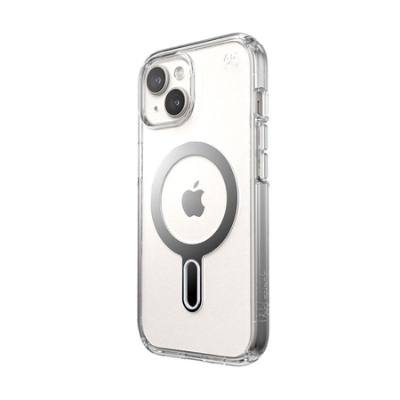 Speck Presidio Perfect-Clear ClickLock & MagSafe - Case iPhone 16e / iPhone 15 / iPhone 14 / iPhone 13 (Clair / Finition Chrome / Argent Serein)