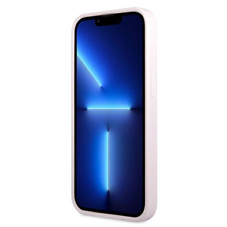 Guess Saffiano Hot Stamp & Metal Logo - iPhone 13 mini case (liliowy)