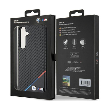 BMW Carbon Tricolor Line MagSafe - Étui Samsung Galaxy S24 (noir)