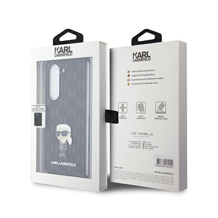 Karl Lagerfeld NFT Saffiano Monogram Ikonik kitűző - Samsung Galaxy Z Fold 5 tok (fekete)