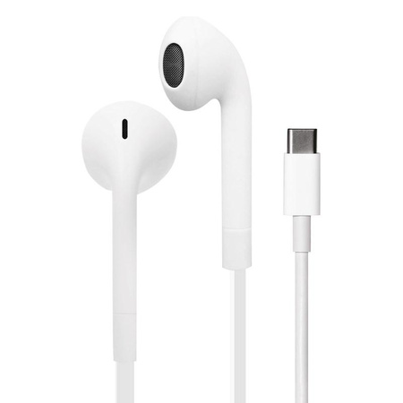 PURO ICON Stereo-Ohrhörer - USB-C Flachkabel-Kopfhörer mit Mikrofon und Fernbedienung (Weiß)