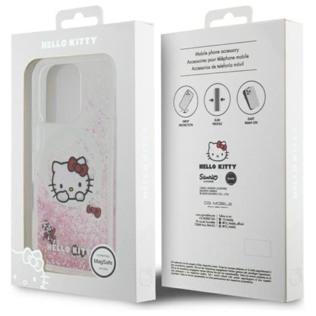 Hello Kitty Liquid Glitter Sweet Kitty Bows Étui MagSafe pour iPhone 16 Pro (blanc)