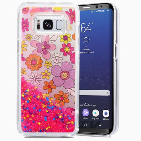 Zizo Liquid Glitter Star Case - pouzdro pro Samsung Galaxy S8+ (Multiflowers)