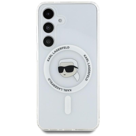 Karl Lagerfeld Button Karl Head Printed Logo MagSafe - Case for Samsung Galaxy S25 (White)