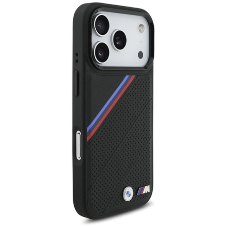 Custodia MagSafe con logo in metallo tricolore BMW M per iPhone 17 Pro (nera)