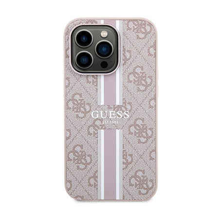 Pouzdro Guess 4G MagSafe s potiskem pruhů - iPhone 15 Pro Max (růžové)