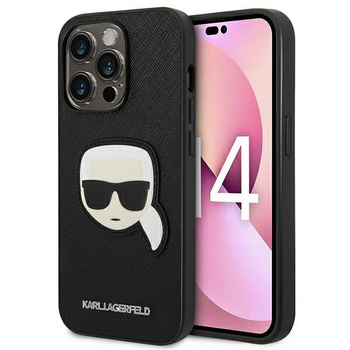 Karl Lagerfeld Saffiano Karl Head Patch Case - iPhone 14 Pro Tasche (schwarz)
