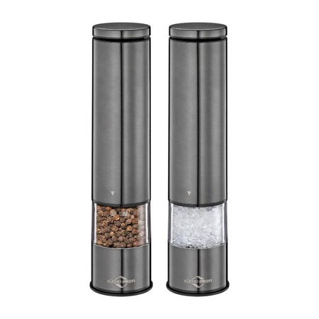 Küchenprofi Boston - Electric salt and pepper grinders with ceramic grinding mechanism 23x5 cm 2 pcs. (gray)