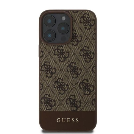 Guess 4G Bottom Stripe - pouzdro pro iPhone 16 Pro Max (hnědé)