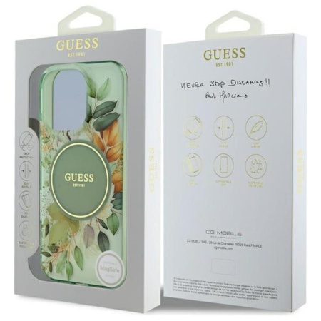 Guess IML Flower & Tonal Circle MagSafe - Hülle iPhone 16 Pro (Grün)