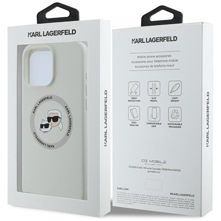 Karl Lagerfeld Silicone Double Heads And Circle MagSafe - Case For iPhone 16 Pro Max (Beige)