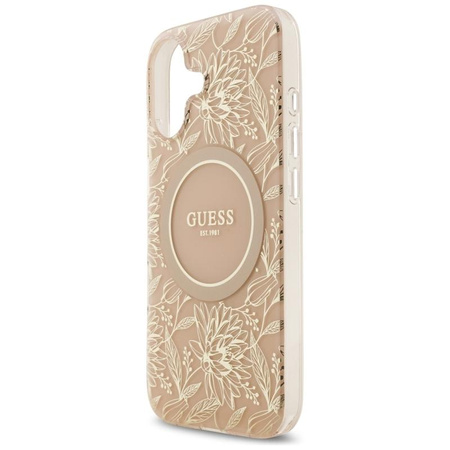 Guess IML Flowers Electro Pearl Strap MagSafe - Case iPhone 17 (pink)