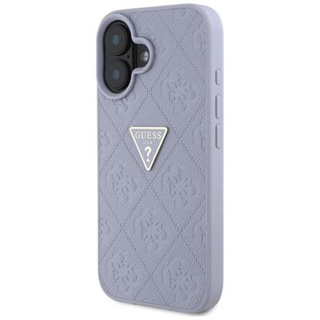 Guess Hot Stamp 4G minta háromszög fém logó - tok iPhone 16 (lila)