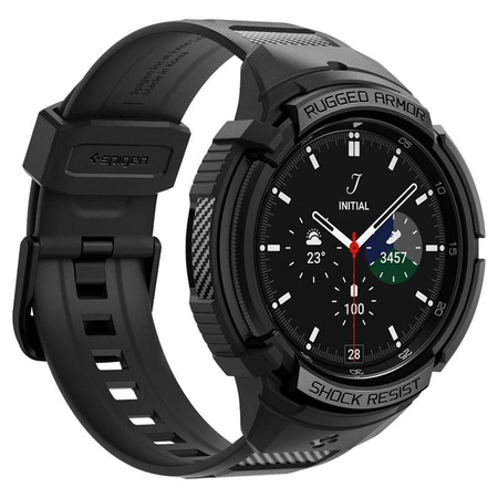 Spigen Rugged Armor Pro - Bracelet + étui pour Samsung Galaxy Watch 6 Classic 43 mm (Noir)