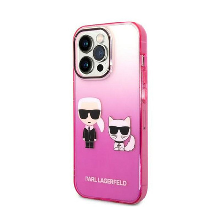 Karl Lagerfeld Gradient Ikonik Karl & Choupette - iPhone 14 Pro tok (rózsaszín)