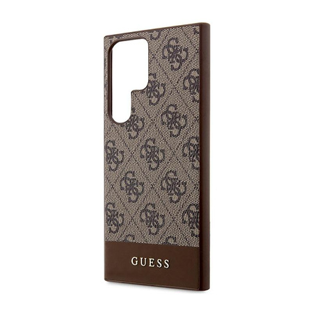 Guess 4G Bottom Stripe Metal Logo Collection - pouzdro pro Samsung Galaxy S23 Ultra (hnědé)