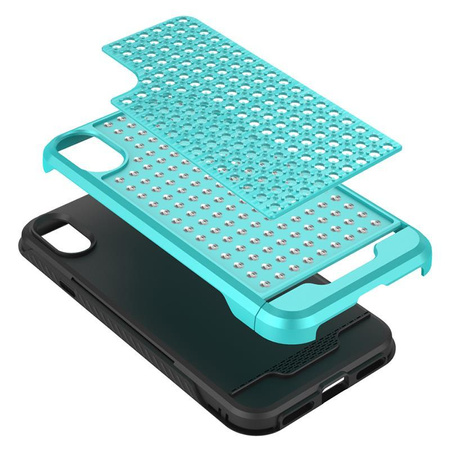 Zizo Star Diamond Hybrid Cover - Coque pour iPhone X (Sarcelle/Noir)