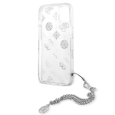 Guess Peony Chain Handle - pouzdro pro iPhone 13 (stříbrné)