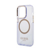 Guess Gold Outline Translucent MagSafe - Etui iPhone 14 Pro Max (fioletowy)