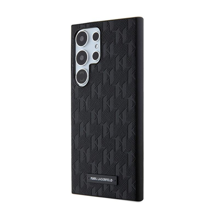 Karl Lagerfeld Saffiano Monogram Metal Logo - Étui Samsung Galaxy S24 Ultra (noir)
