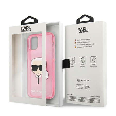 Karl Lagerfeld Karl's Head Glitter - iPhone 13 Mini Tasche (rosa)