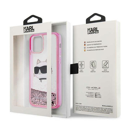 Karl Lagerfeld Liquid Glitter NFT Choupette Head - Hülle für iPhone 12 / iPhone 12 Pro (Pink)