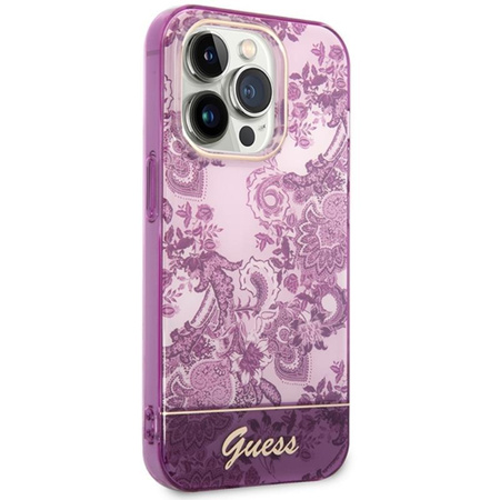 Guess Porcelain Collection - Tasche für iPhone 14 Pro Max (Fuchsia)