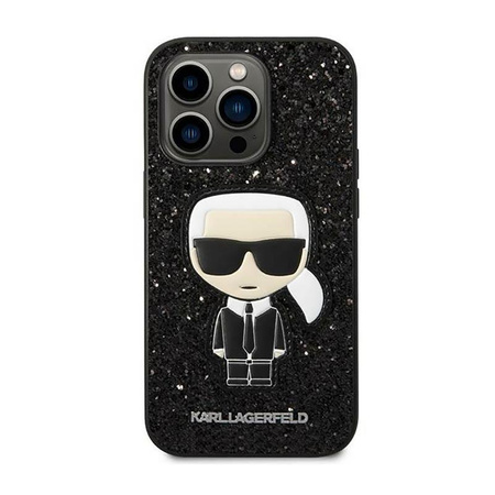 Karl Lagerfeld Glitter Flakes Ikonik - pouzdro pro iPhone 14 Pro (černé)
