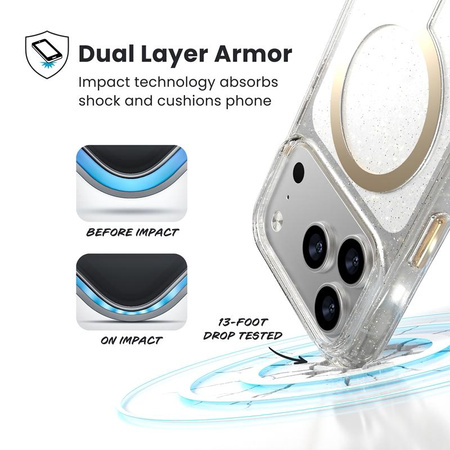Speck Presidio Lux MagSafe - iPhone 17 Pro Tasche (Glitter / Gold Metallic)