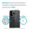 Speck Presidio Perfect-Clear avec paillettes - Coque pour iPhone 13 Pro avec revêtement MICROBAN (transparent/paillettes platine)