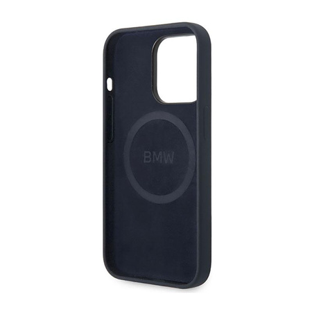 BMW Liquid Silicone Case Metal Logo MagSafe - Coque pour iPhone 14 Pro Max (bleu marine)