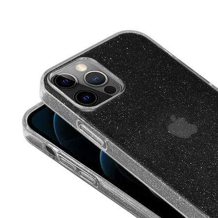 Crong Glitter Case - Coque pour iPhone 12 Pro Max (Transparent/Argent)
