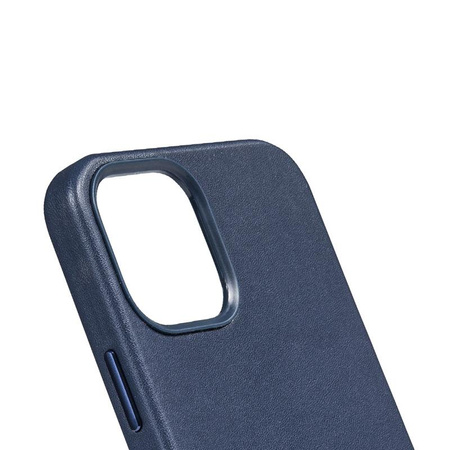 Crong Essential Cover - iPhone 12 / iPhone 12 Pro eco bőr tok (sötétkék)