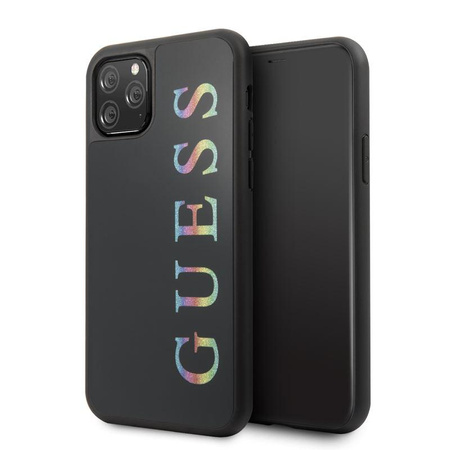 Guess Double Layer Glitter Case Logo Multicolor - Etui iPhone 11 Pro (Black/Multicolor)