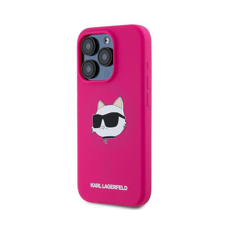 Karl Lagerfeld Silikon Choupette Kopf MagSafe - iPhone 15 Pro Tasche (rosa)