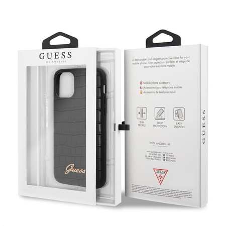 Guess Krokotasche - iPhone 11 Pro Tasche (Schwarz)