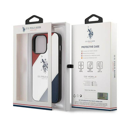 US Polo Assn Tricolor dombornyomott - iPhone 14 Pro Max tok (fehér)